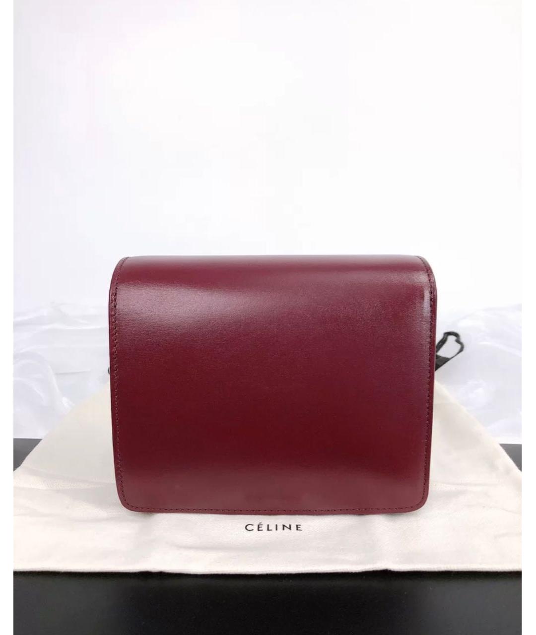 CELINE Бордовая кожаная сумка через плечо, фото 4