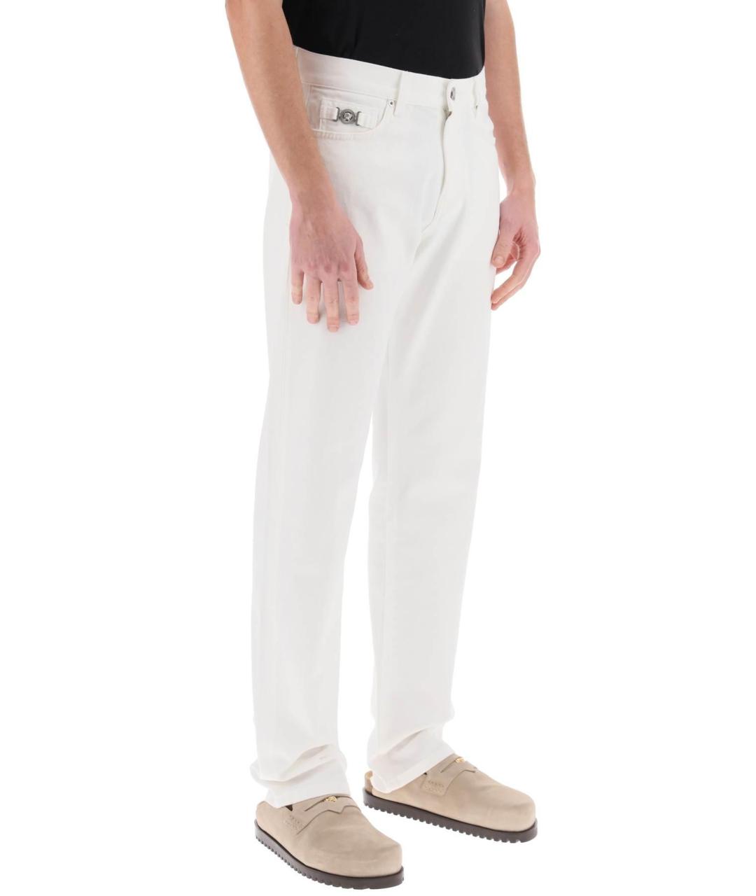 VERSACE Белые хлопковые прямые джинсы, фото 4