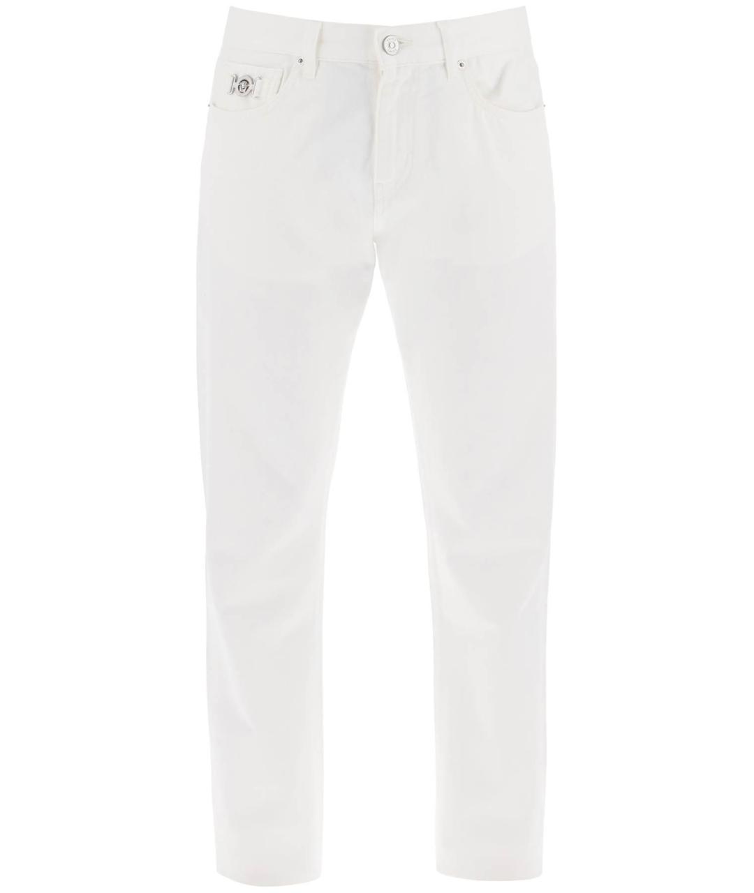 VERSACE Белые хлопковые прямые джинсы, фото 2