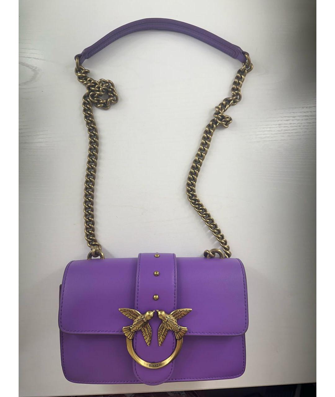 PINKO Фиолетовая кожаная сумка через плечо, фото 9