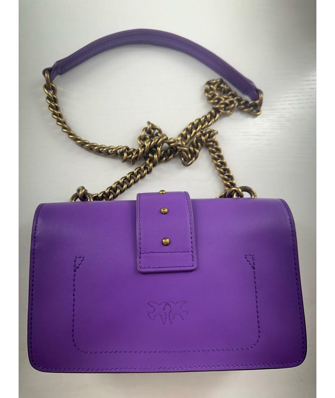 PINKO Фиолетовая кожаная сумка через плечо, фото 3