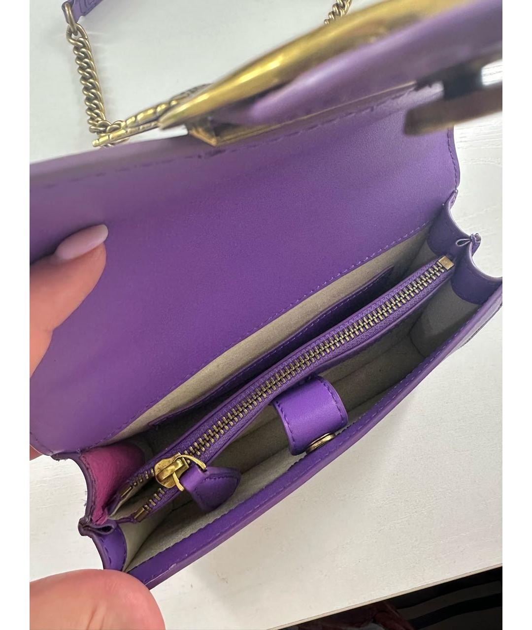 PINKO Фиолетовая кожаная сумка через плечо, фото 4