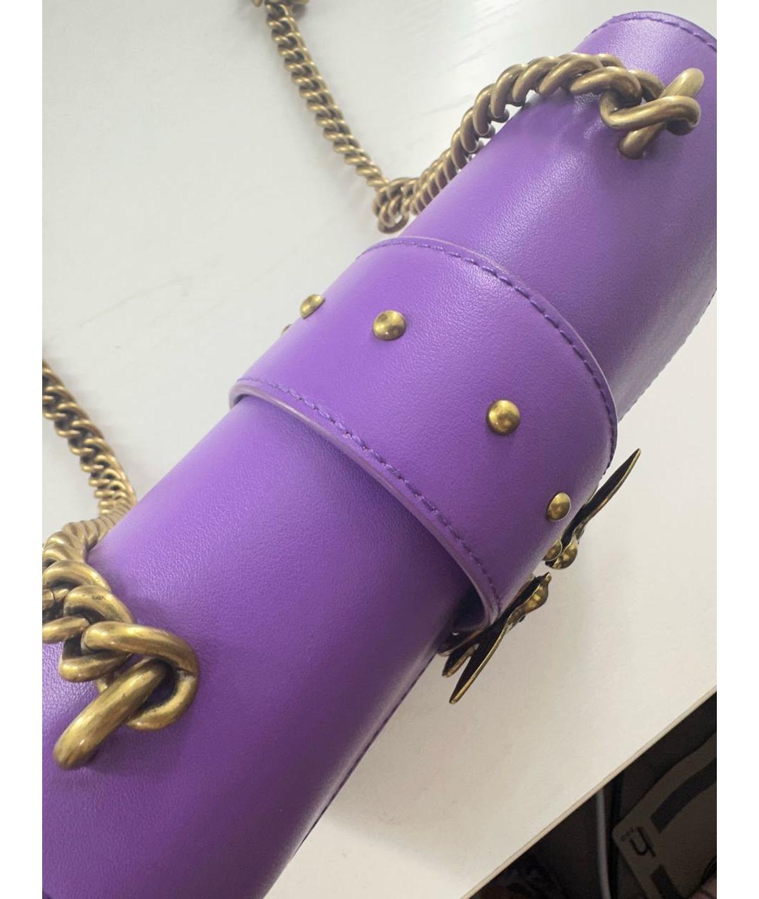 PINKO Фиолетовая кожаная сумка через плечо, фото 6