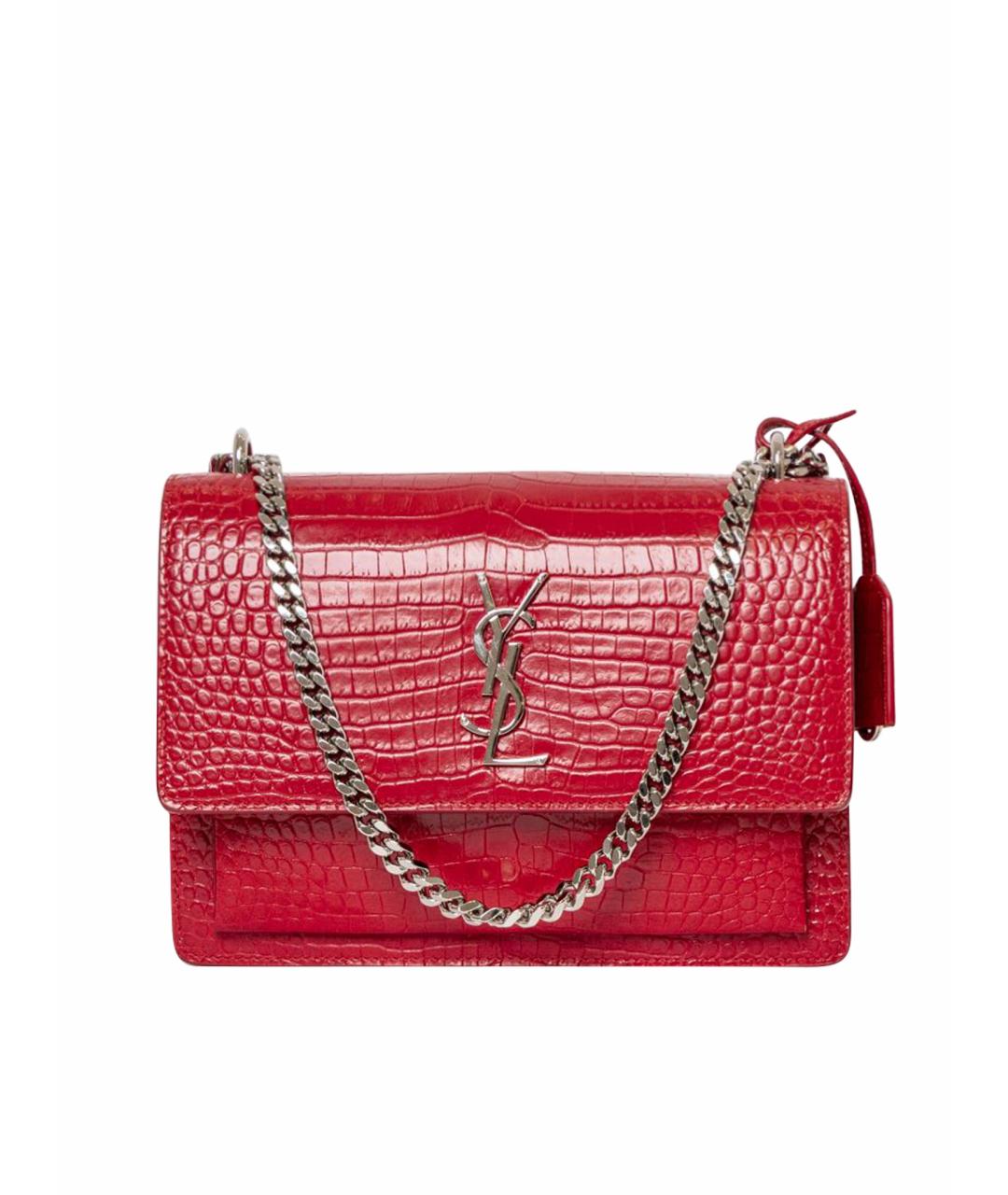 SAINT LAURENT Красная кожаная сумка через плечо Sunset для женщин ...