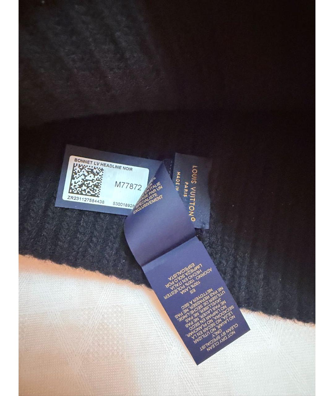 LOUIS VUITTON Черная шерстяная шапка, фото 3