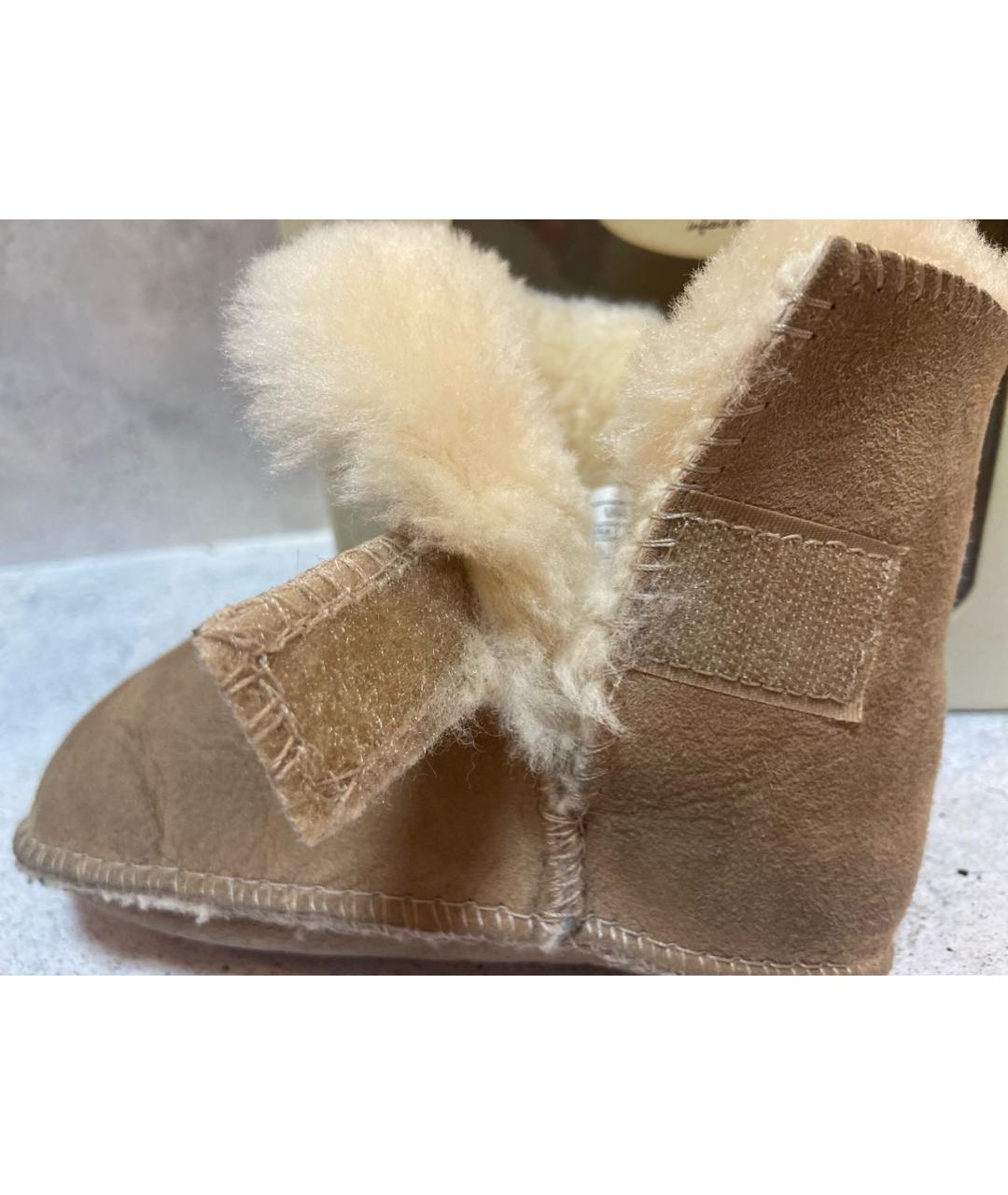 UGG AUSTRALIA KIDS Бежевые замшевые пинетки, фото 4