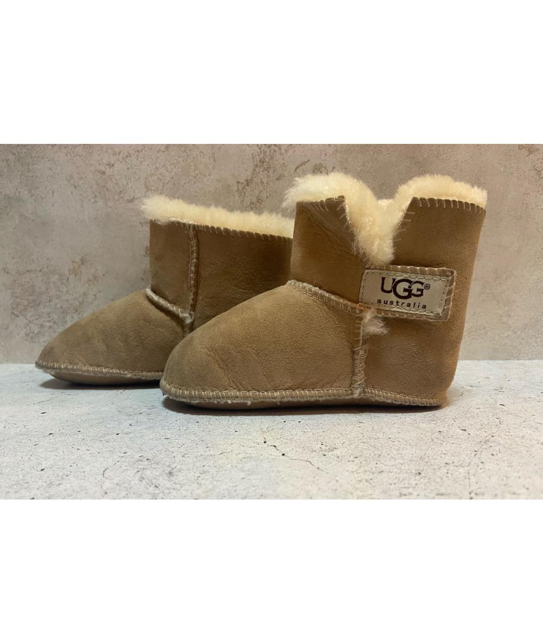 UGG AUSTRALIA KIDS Бежевые замшевые пинетки, фото 9