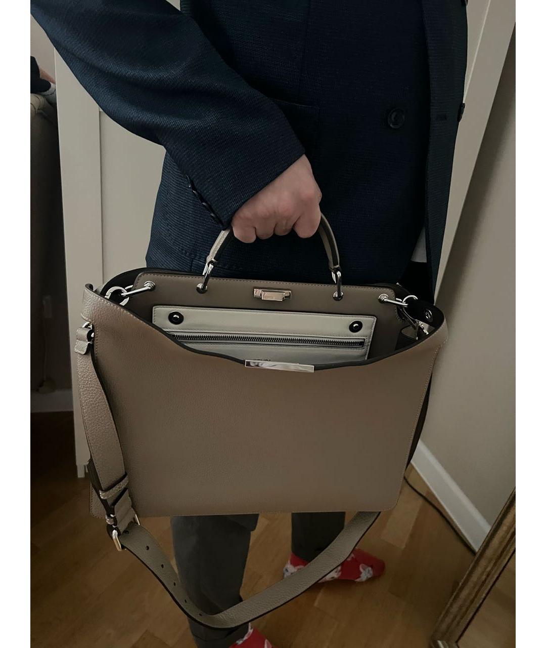 FENDI Серый кожаный портфель, фото 3