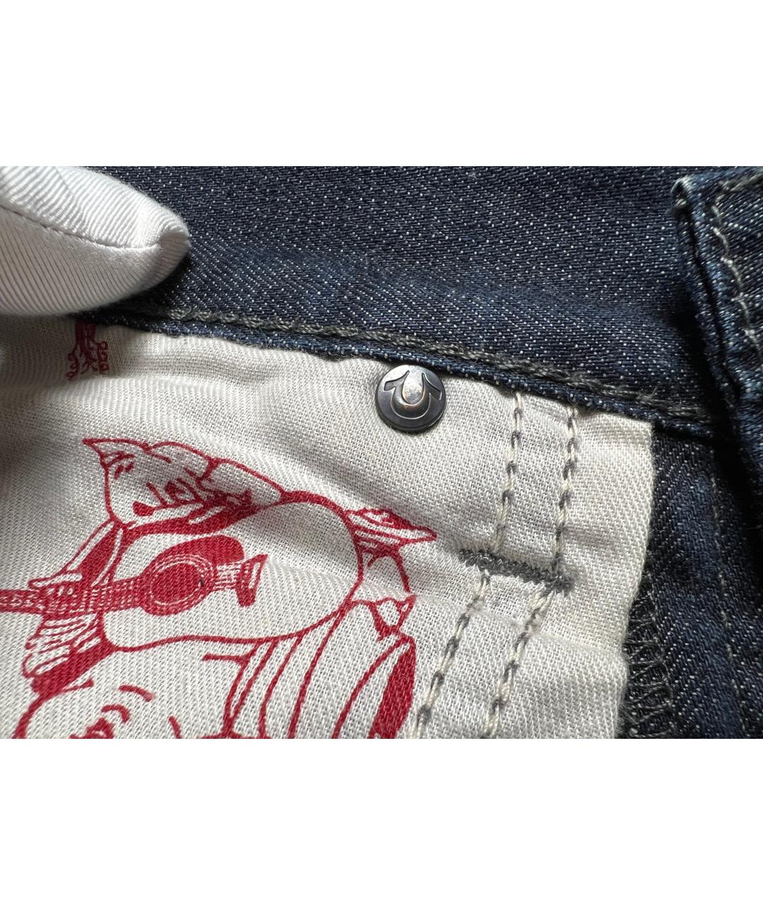 TRUE RELIGION Темно-синие хлопковые прямые джинсы, фото 7