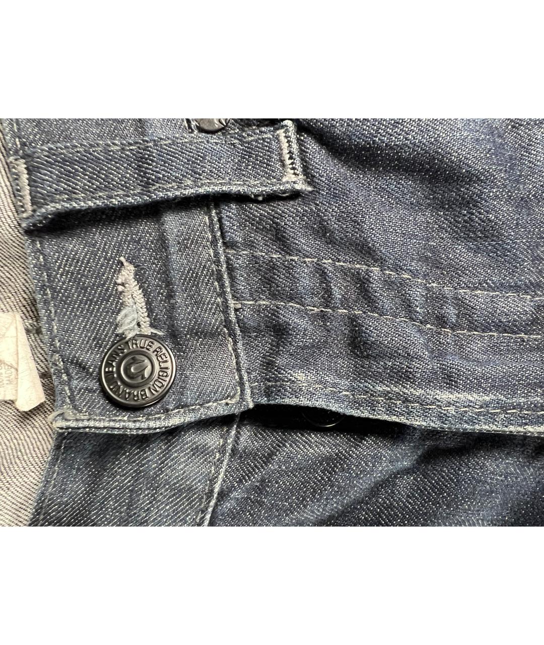 TRUE RELIGION Темно-синие хлопковые прямые джинсы, фото 8