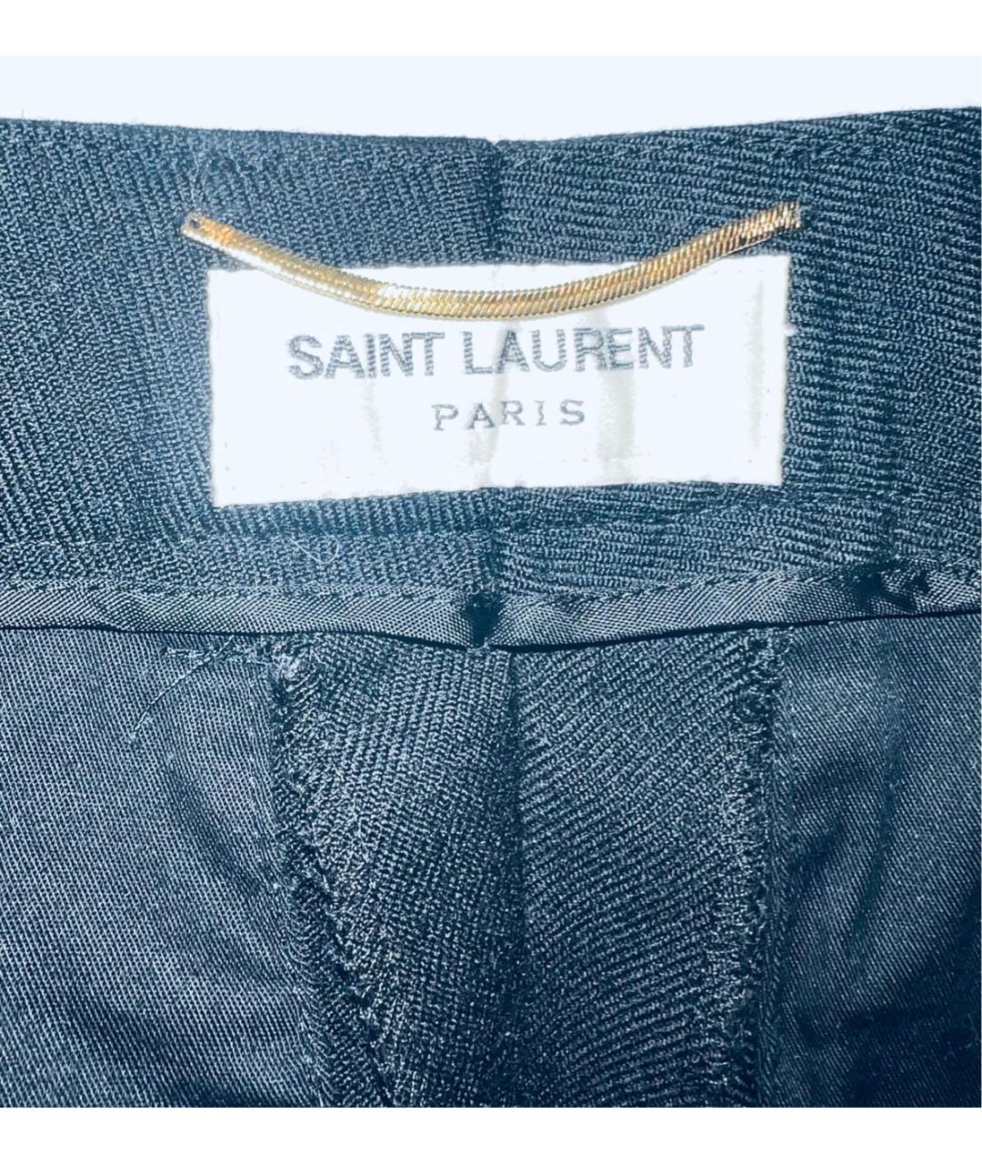 SAINT LAURENT Черные шерстяные прямые брюки, фото 2