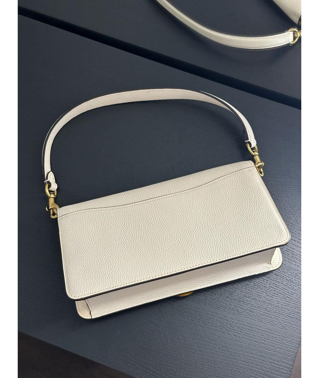 COACH Белая кожаная сумка с короткими ручками, фото 2