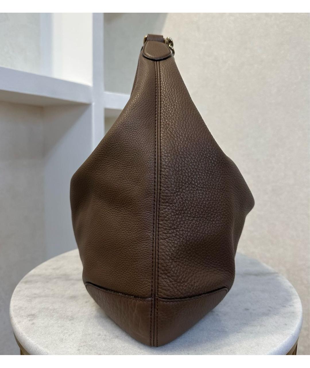 GUCCI Коричневая кожаная сумка тоут, фото 7
