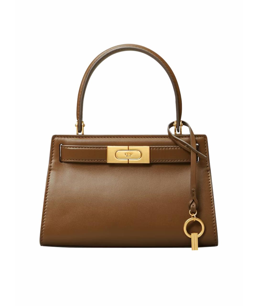 TORY BURCH Коричневая кожаная сумка с короткими ручками, фото 1