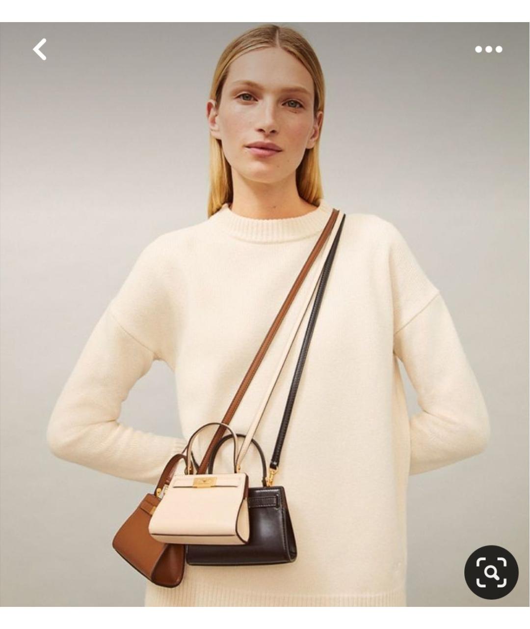 TORY BURCH Коричневая кожаная сумка с короткими ручками, фото 7
