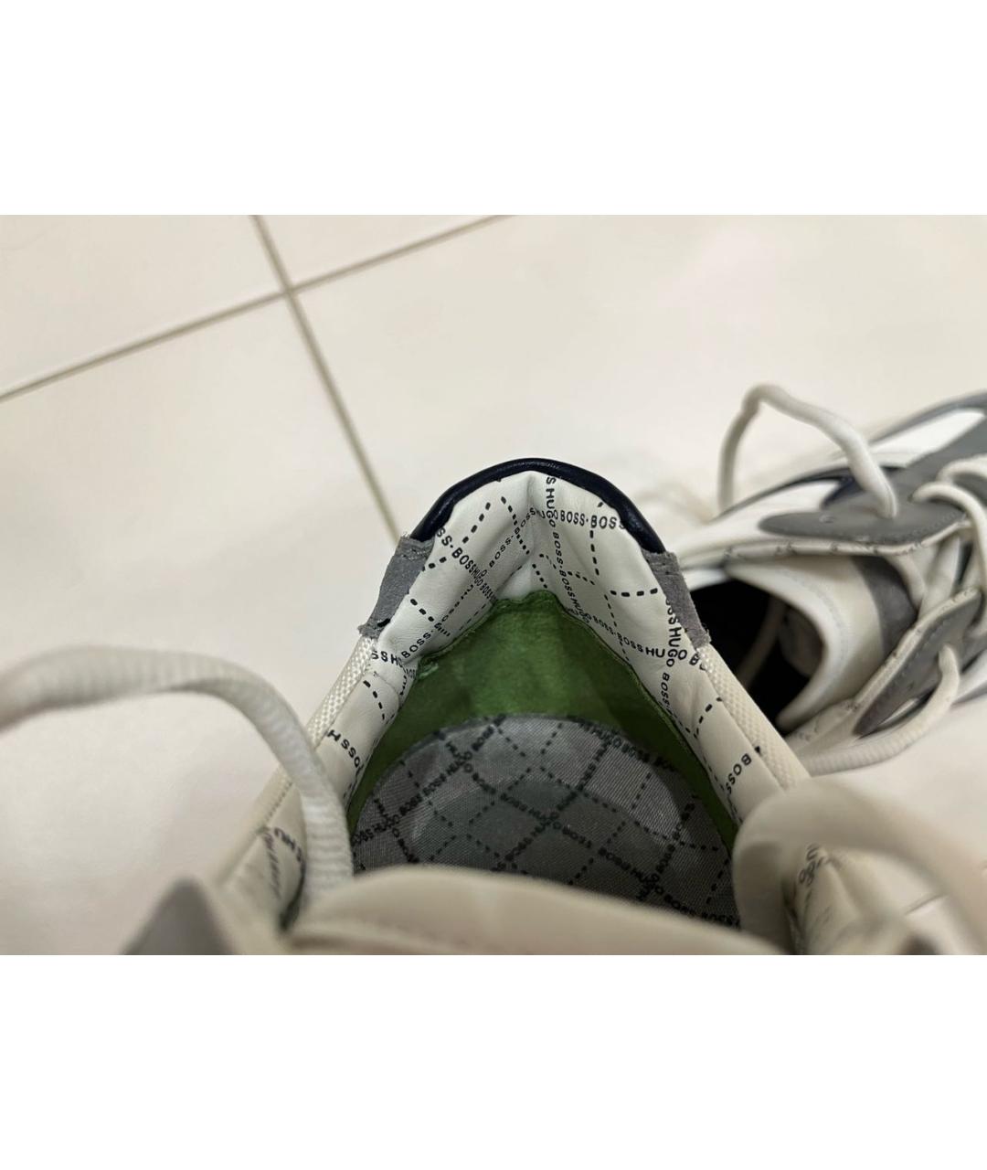 HUGO BOSS Белые кожаные низкие кроссовки / кеды, фото 7