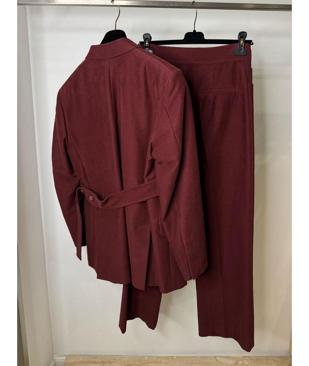 CELINE Бордовый хлопковый костюм с брюками, фото 3
