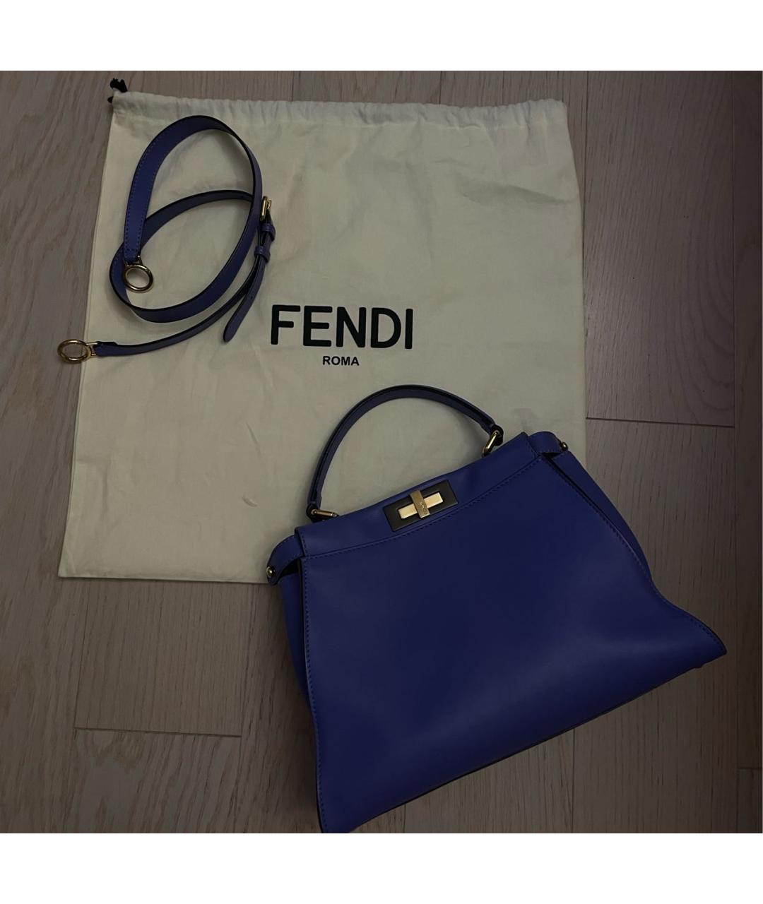FENDI Фиолетовая кожаная сумка с короткими ручками, фото 7