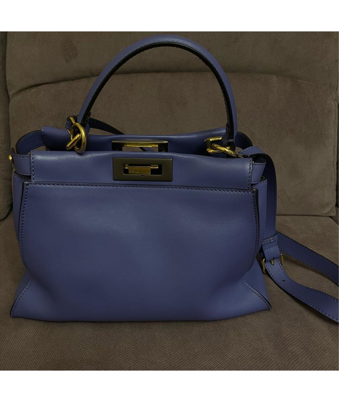 FENDI Фиолетовая кожаная сумка с короткими ручками, фото 8