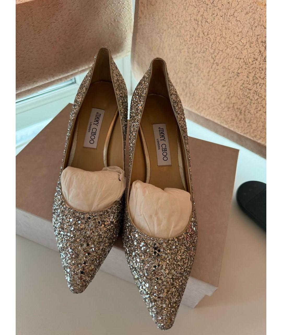 JIMMY CHOO Серебряные кожаные туфли, фото 2