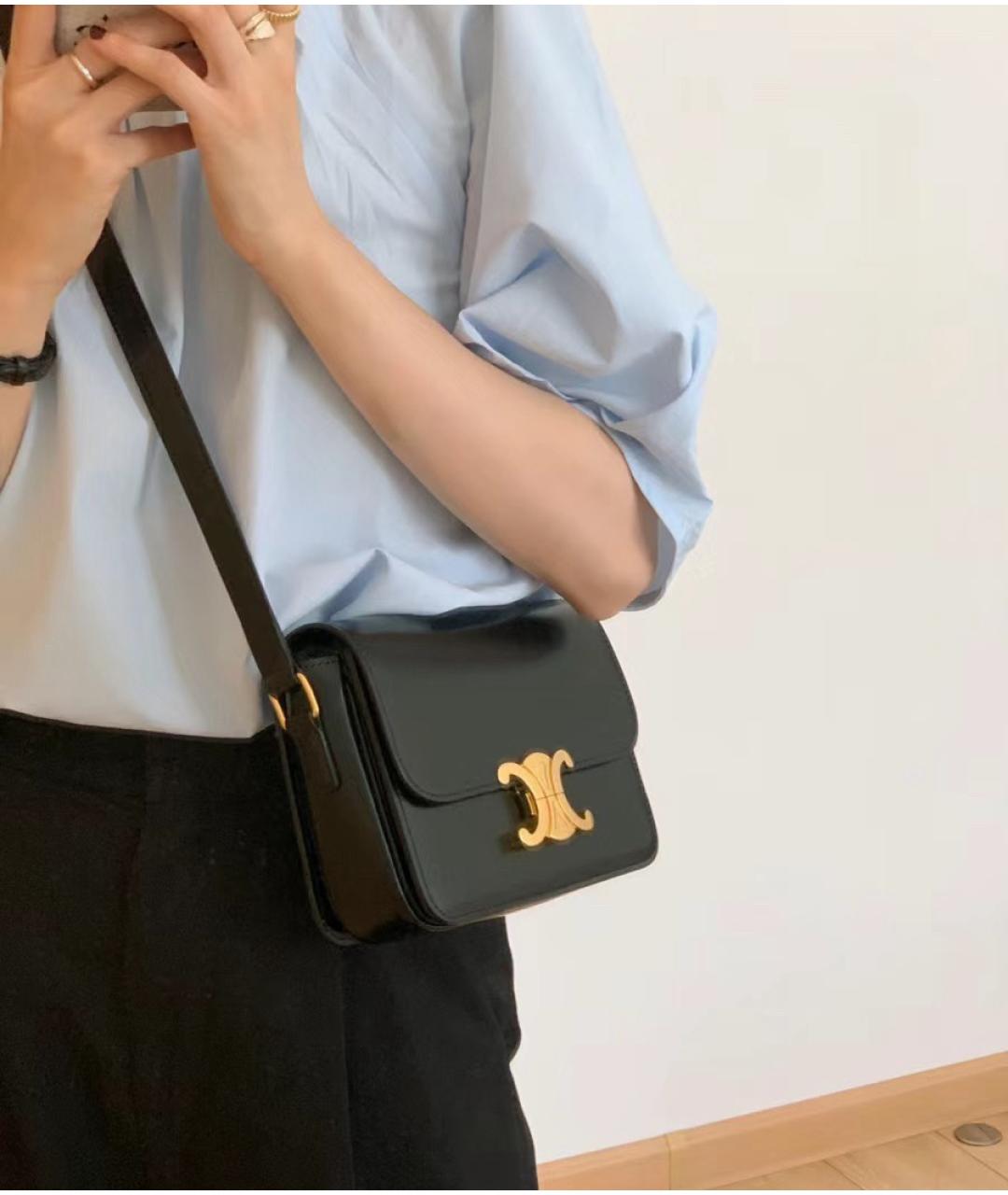 CELINE Черная кожаная сумка через плечо, фото 5