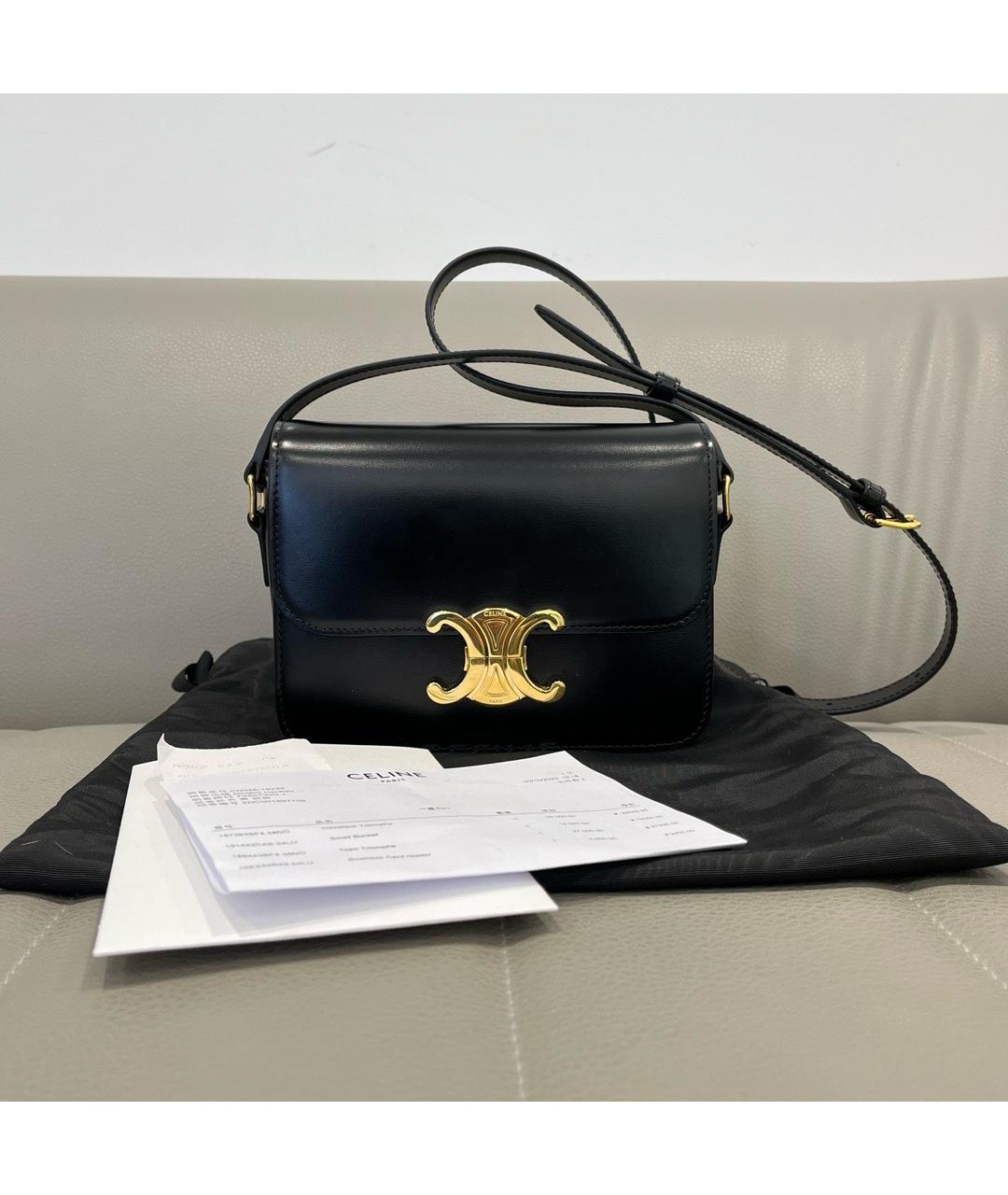 CELINE Черная кожаная сумка через плечо, фото 7