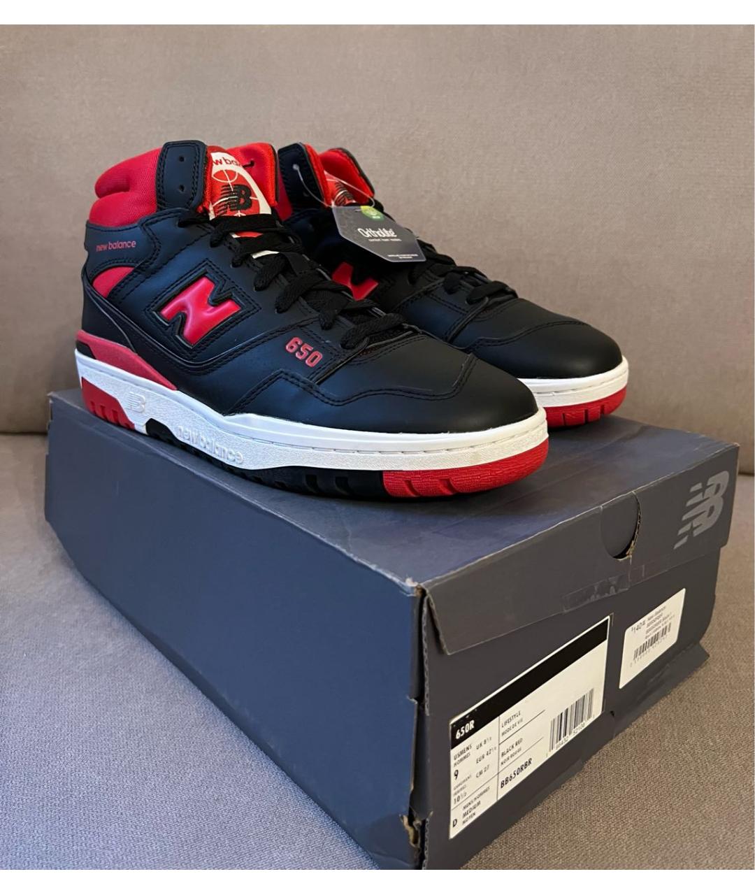 NEW BALANCE Черные кожаные высокие кроссовки / кеды, фото 3