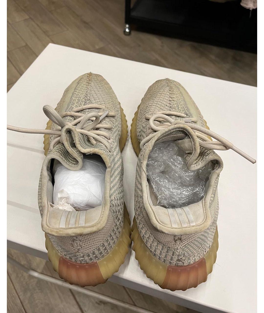 ADIDAS YEEZY Бежевые текстильные низкие кроссовки / кеды, фото 4