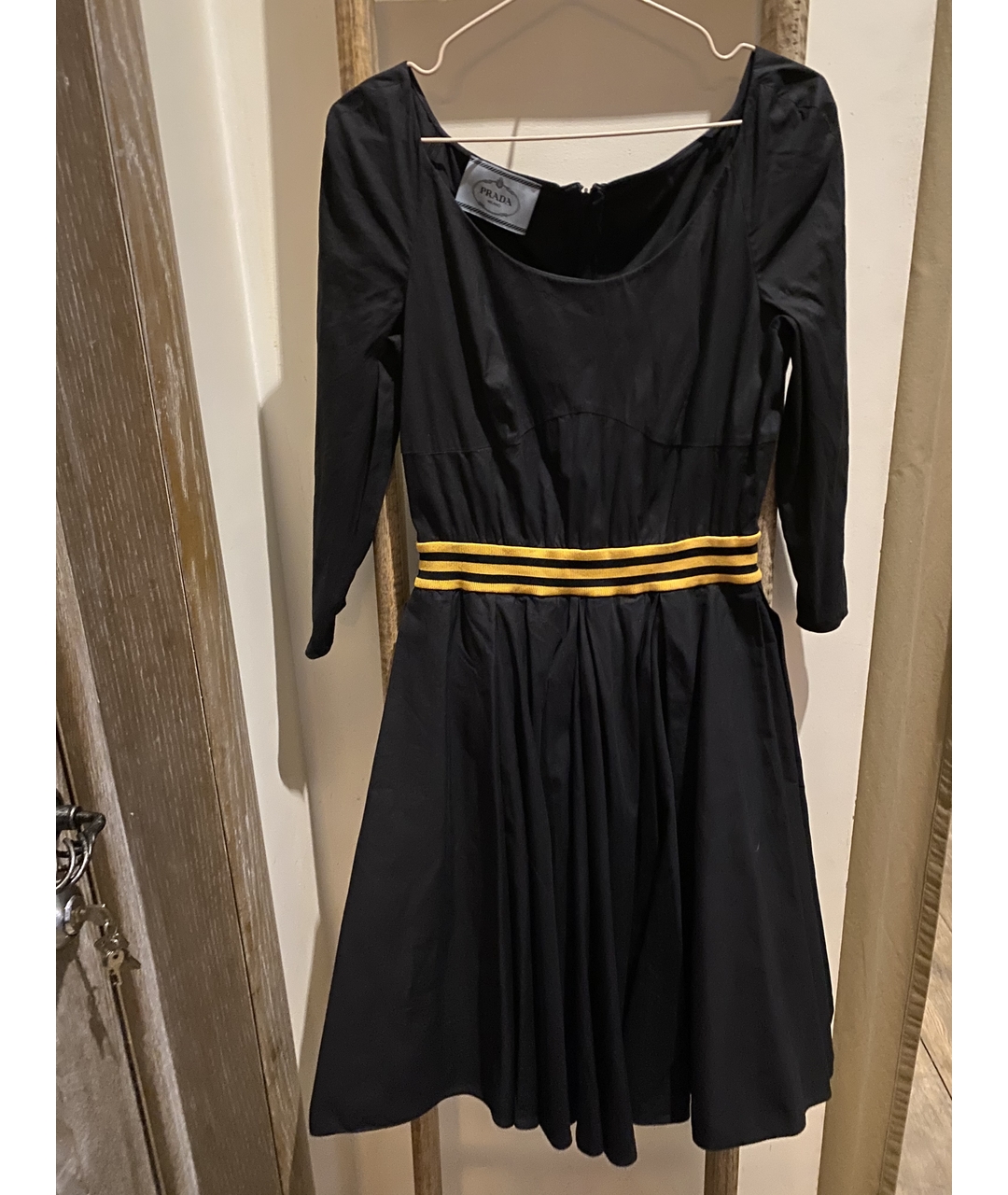 PRADA Черное хлопко-эластановое платье, фото 3