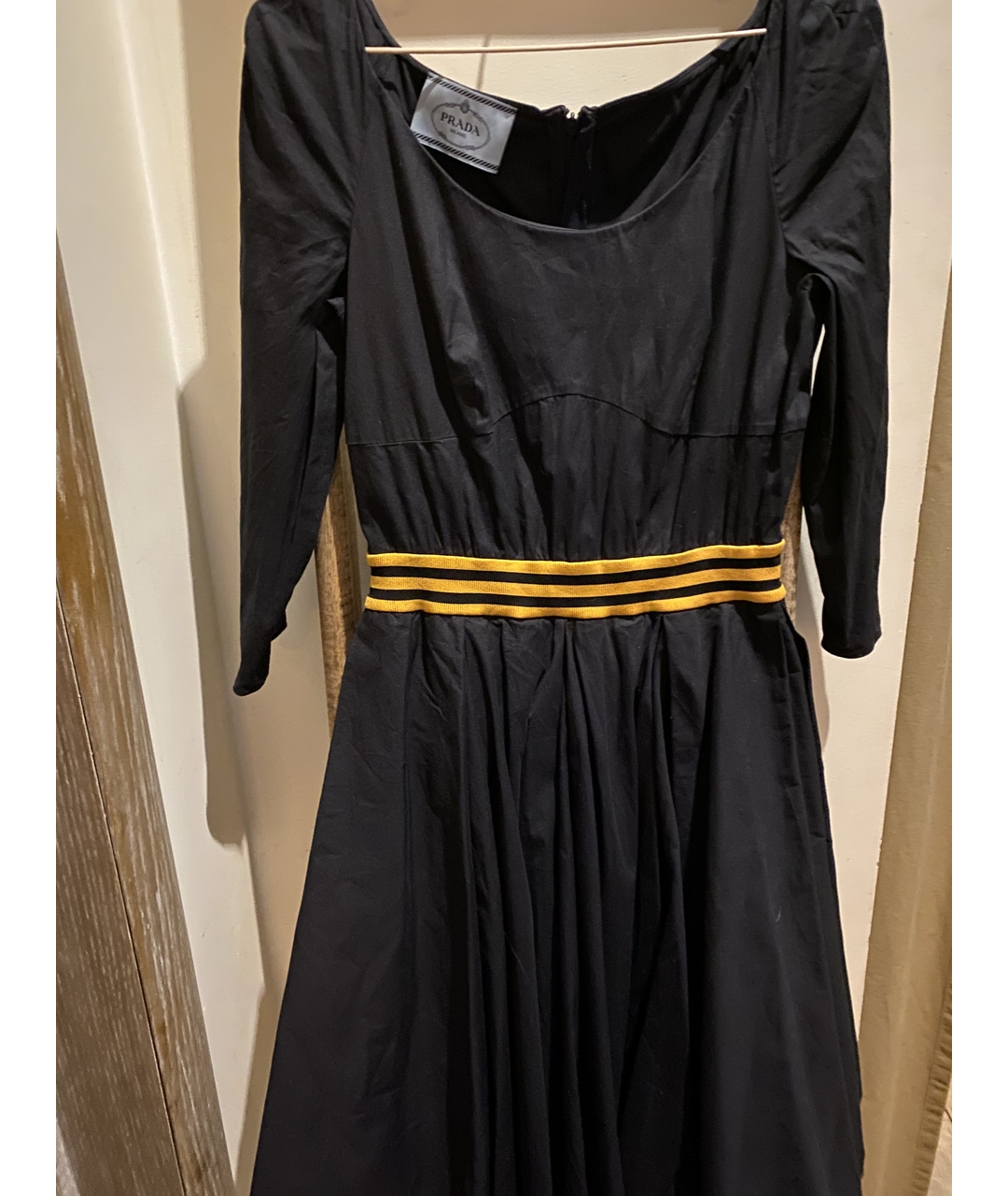 PRADA Черное хлопко-эластановое платье, фото 4