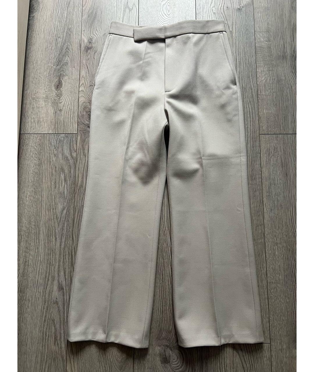 CELINE Бежевые льняные прямые брюки, фото 9