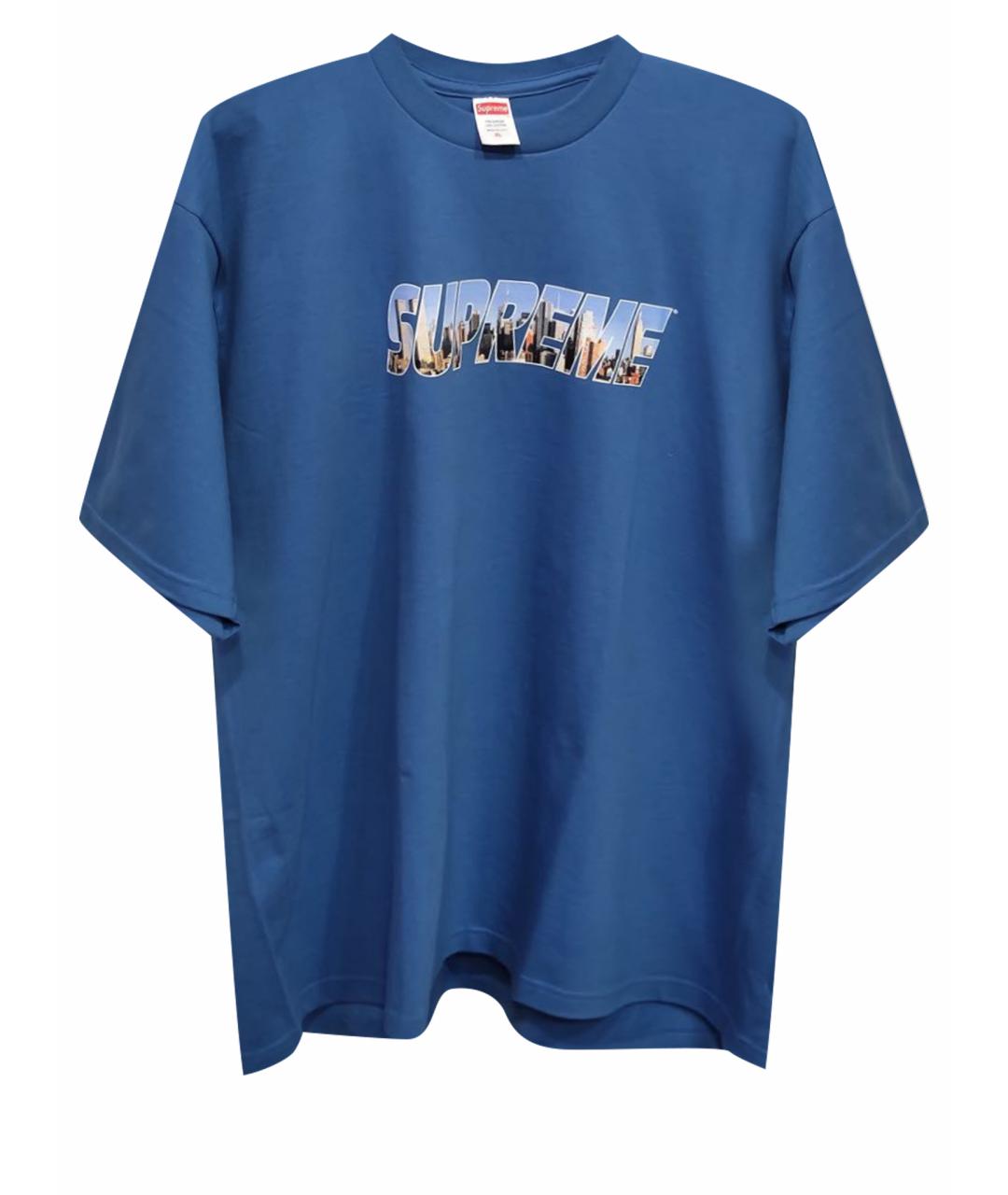SUPREME Синяя хлопковая футболка, фото 1