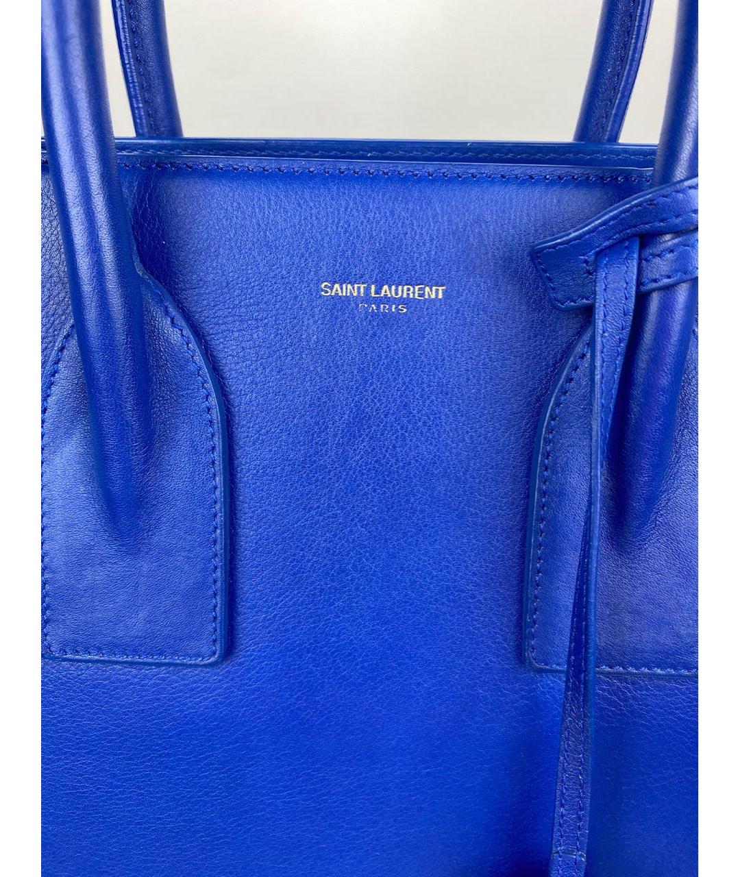 SAINT LAURENT Синяя кожаная сумка через плечо, фото 2