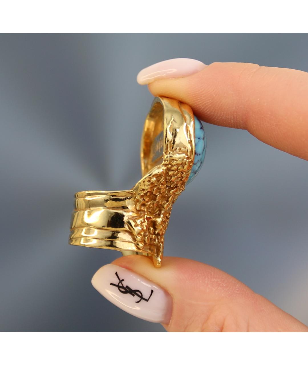 SAINT LAURENT Золотое позолоченное кольцо, фото 4