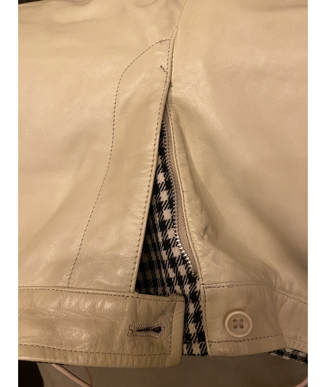 YOHJI YAMAMOTO Бежевые кожаные прямые брюки, фото 5