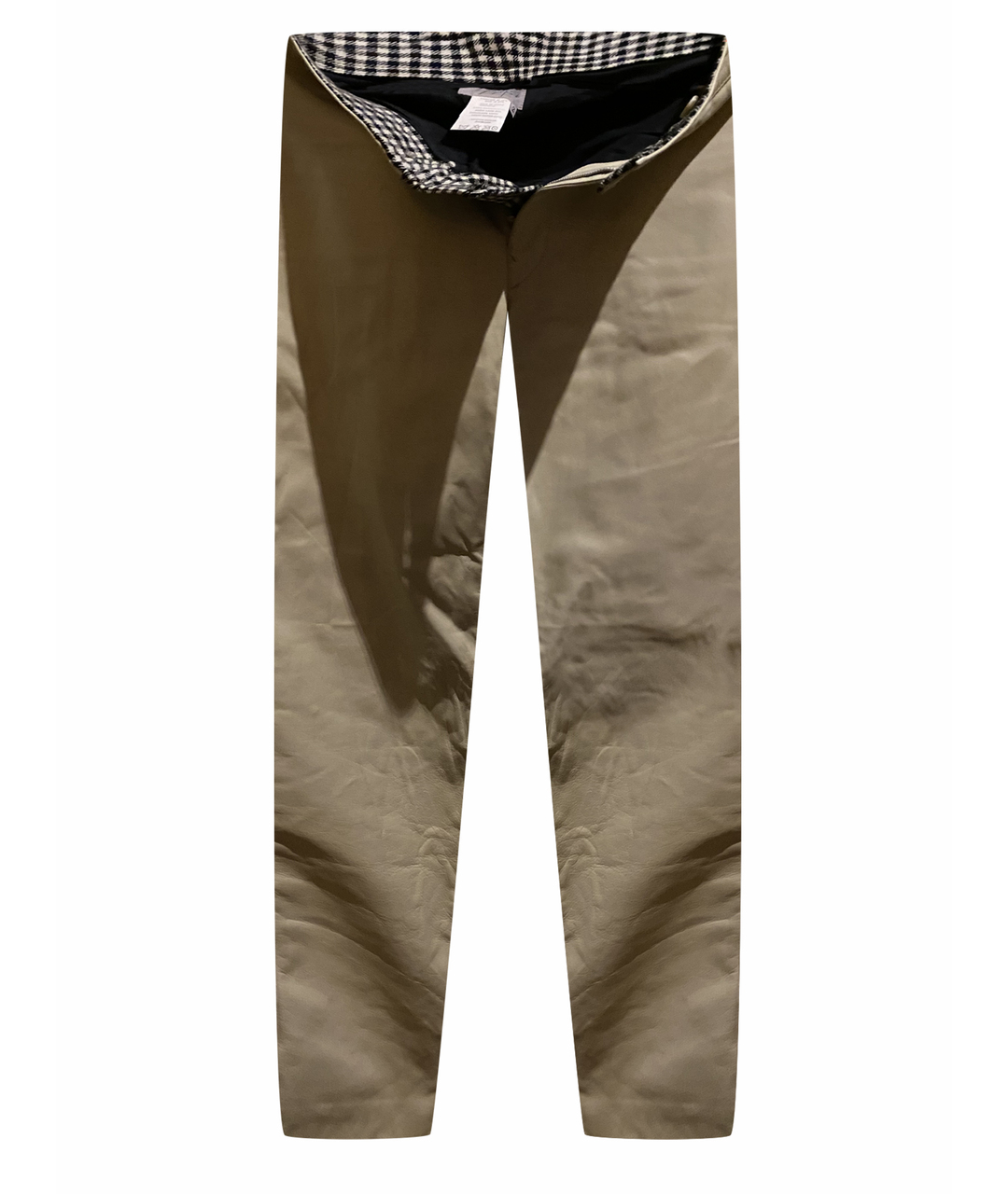 YOHJI YAMAMOTO Бежевые кожаные прямые брюки, фото 1