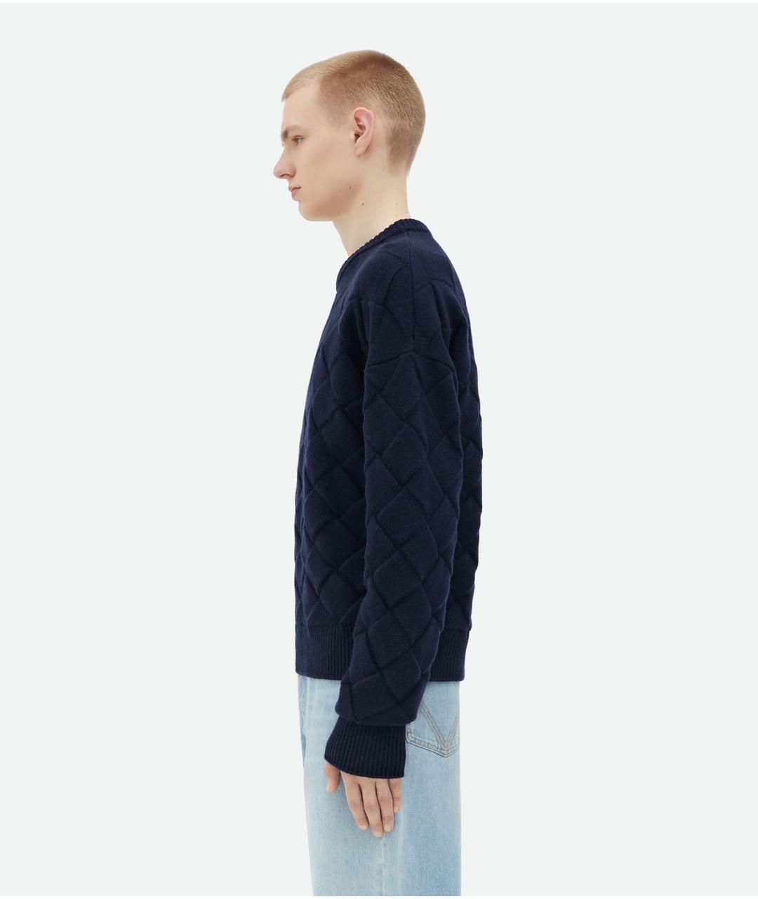 BOTTEGA VENETA Синий шерстяной джемпер / свитер, фото 2