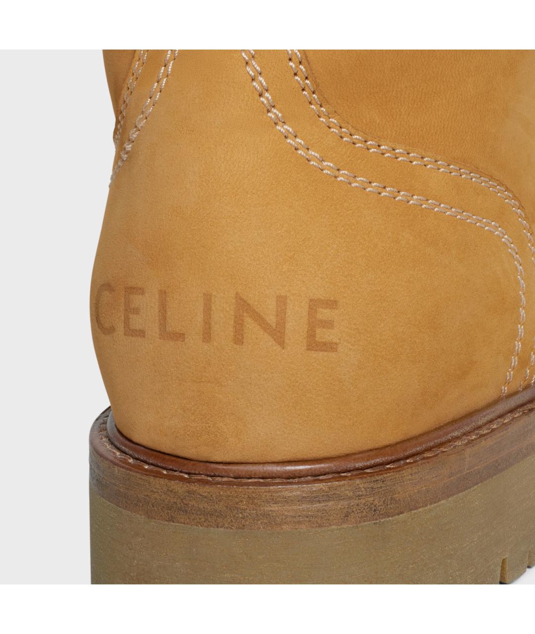 CELINE Бежевые кожаные ботинки, фото 5