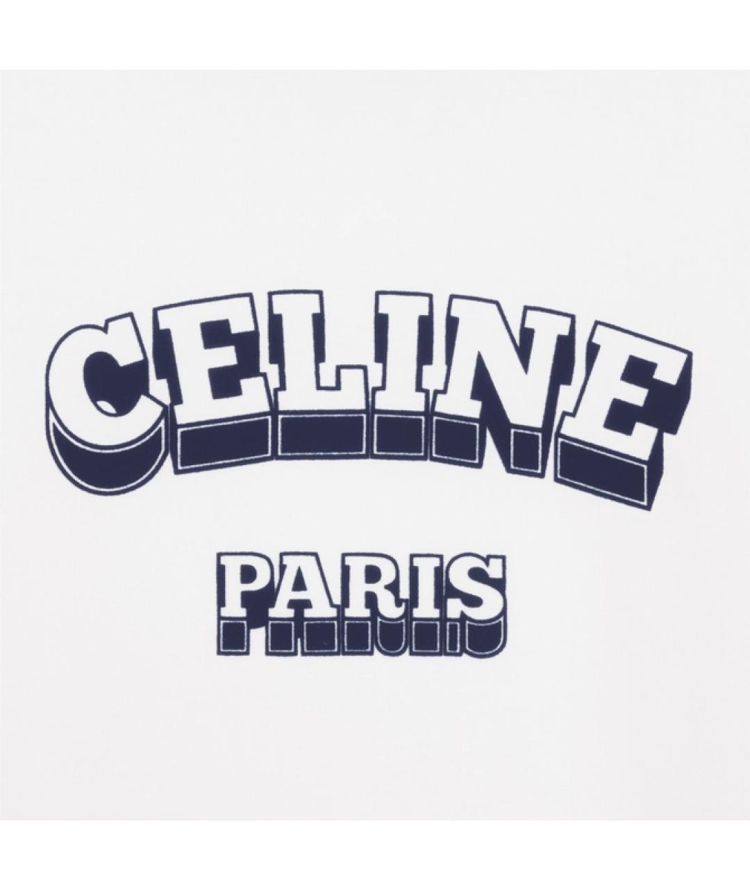 CELINE Белая хлопковая футболка, фото 4
