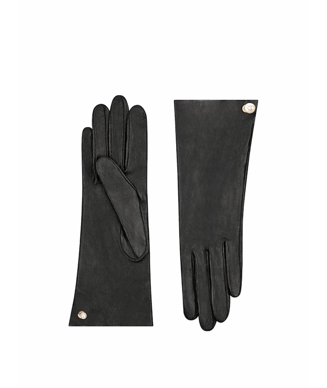 CHRISTIAN DIOR Черные кожаные перчатки, фото 1