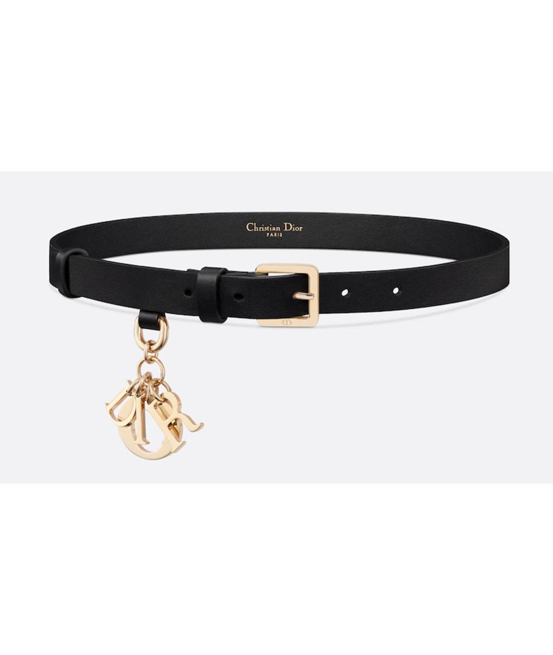 CHRISTIAN DIOR Черный кожаный ремень, фото 3