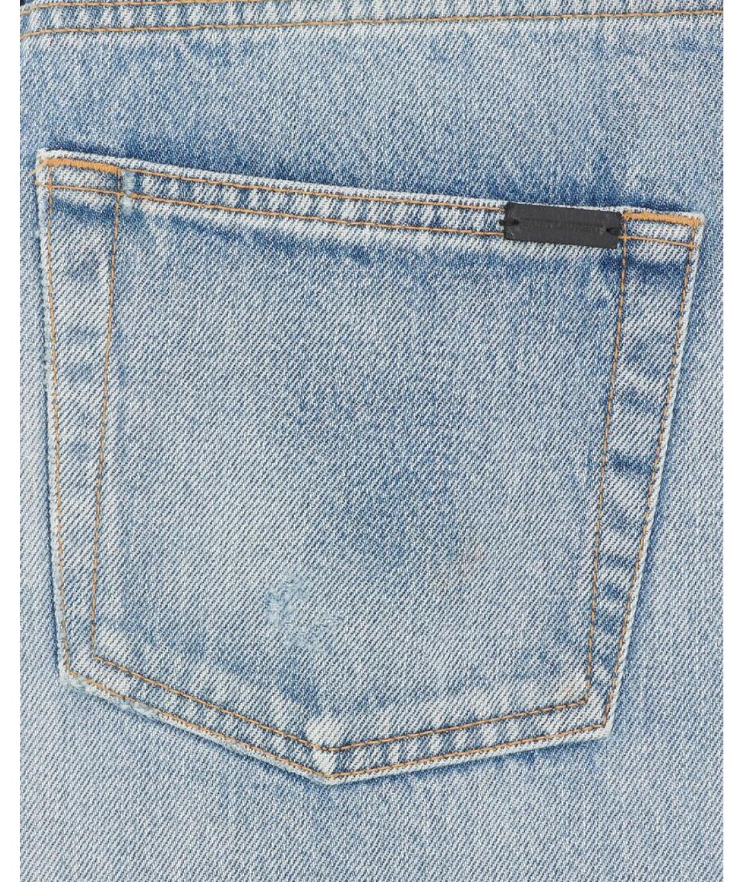 SAINT LAURENT Голубые хлопковые прямые джинсы, фото 6