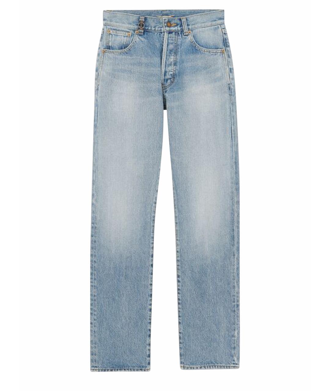 SAINT LAURENT Голубые хлопковые прямые джинсы, фото 1