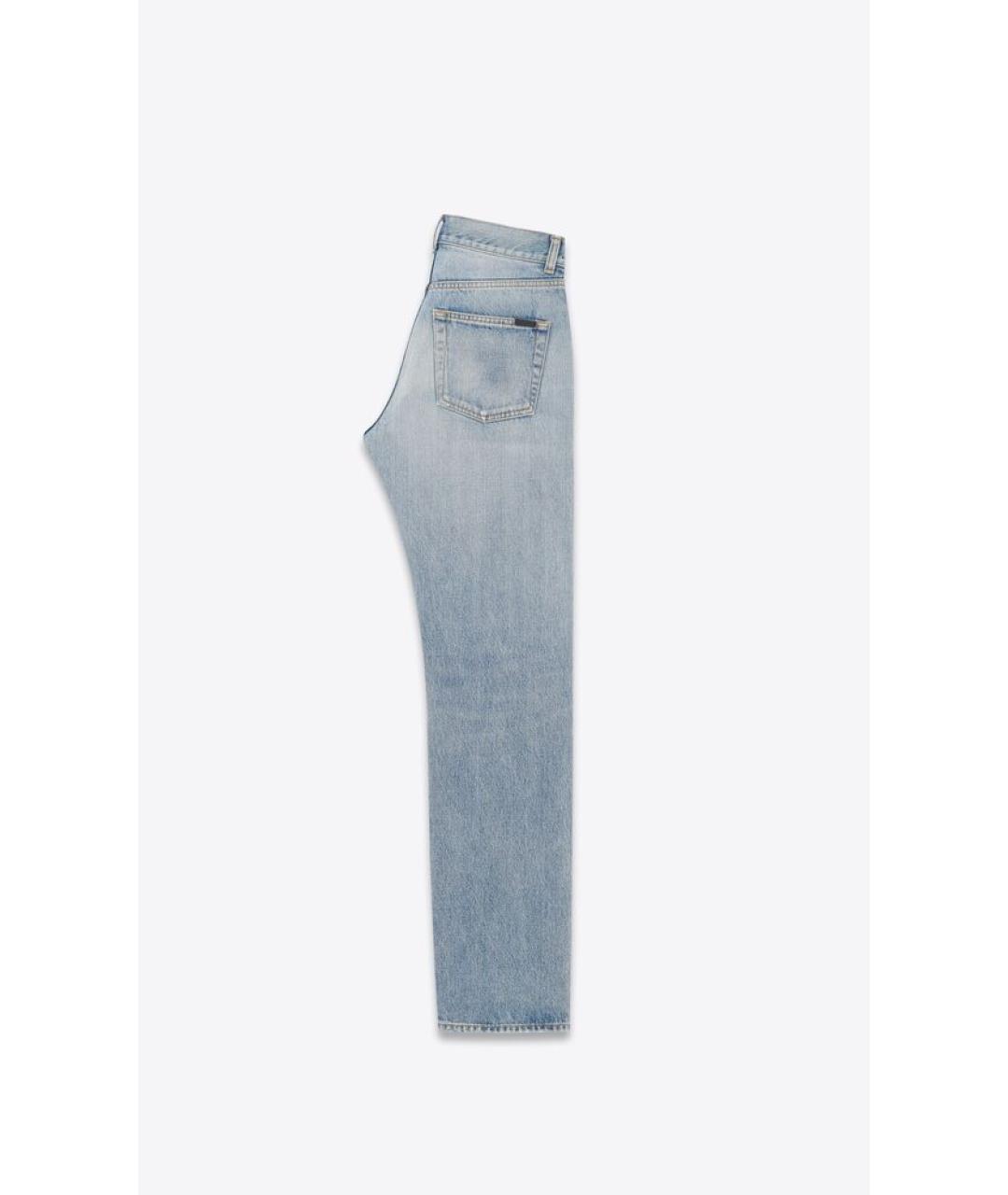 SAINT LAURENT Голубые хлопковые прямые джинсы, фото 2