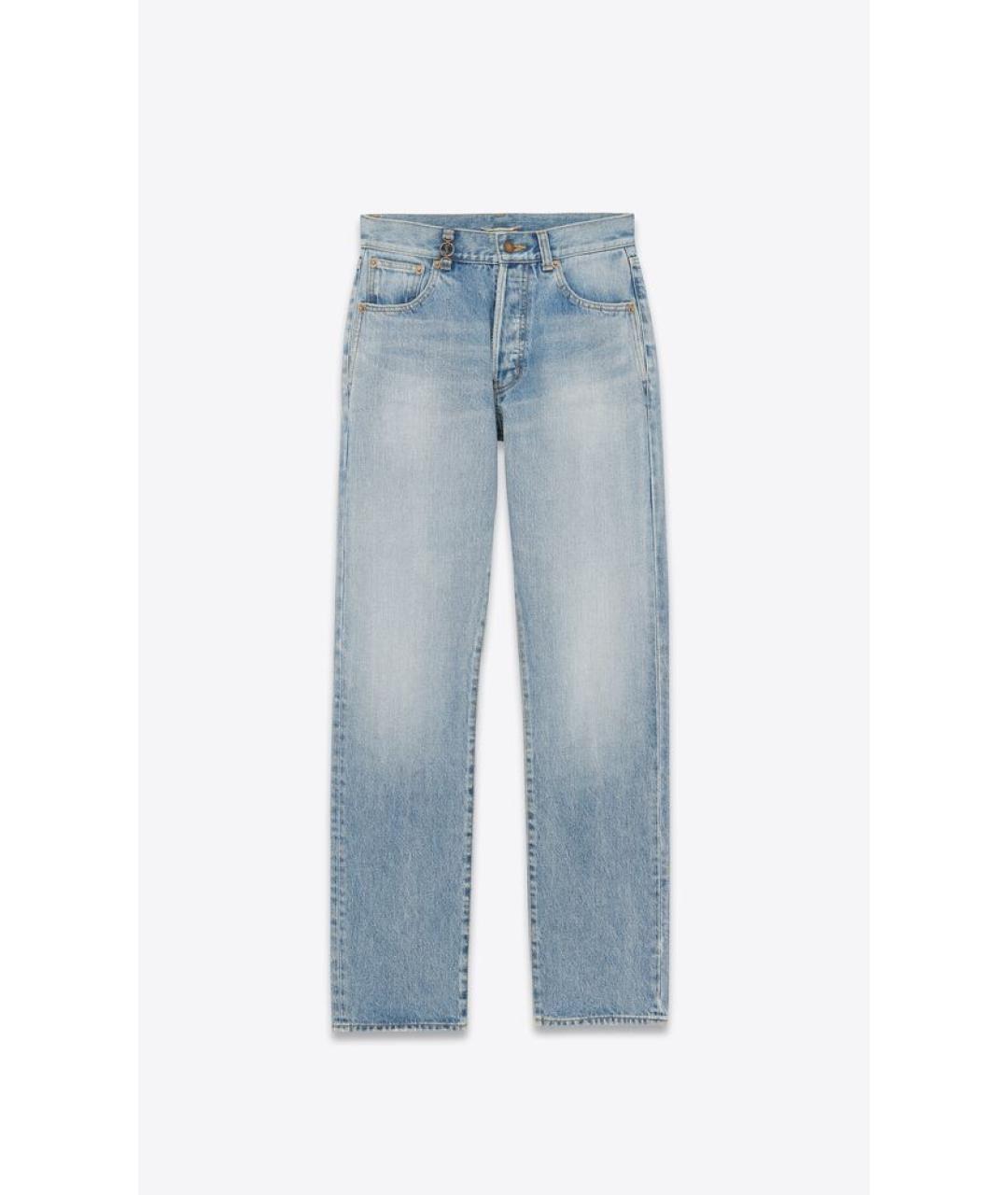 SAINT LAURENT Голубые хлопковые прямые джинсы, фото 7