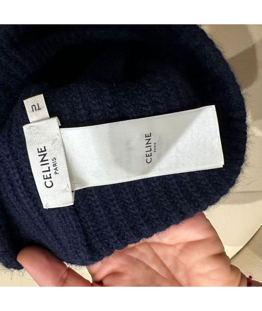 CELINE Темно-синяя шапка, фото 4