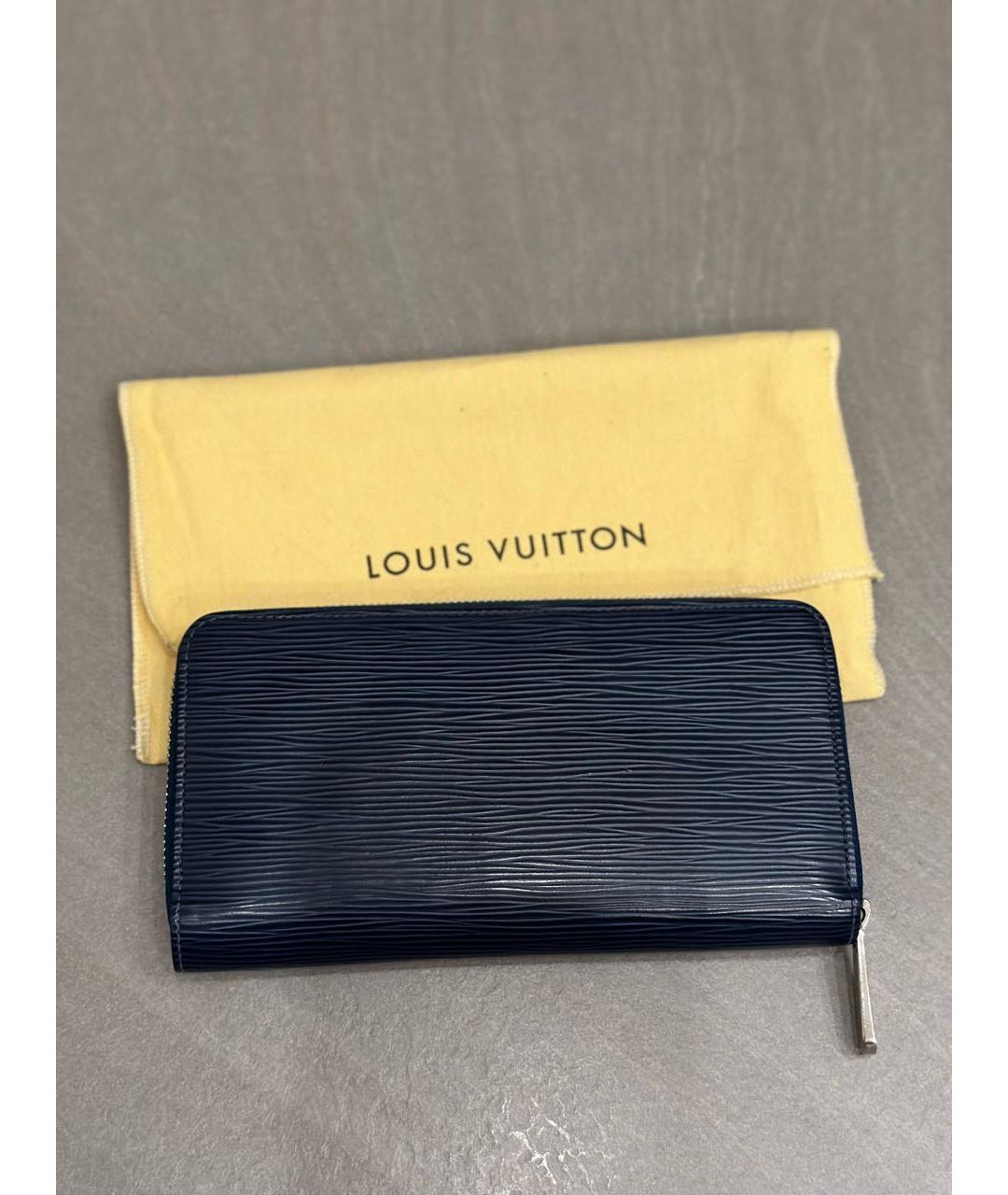 LOUIS VUITTON Темно-синий кожаный кошелек, фото 3