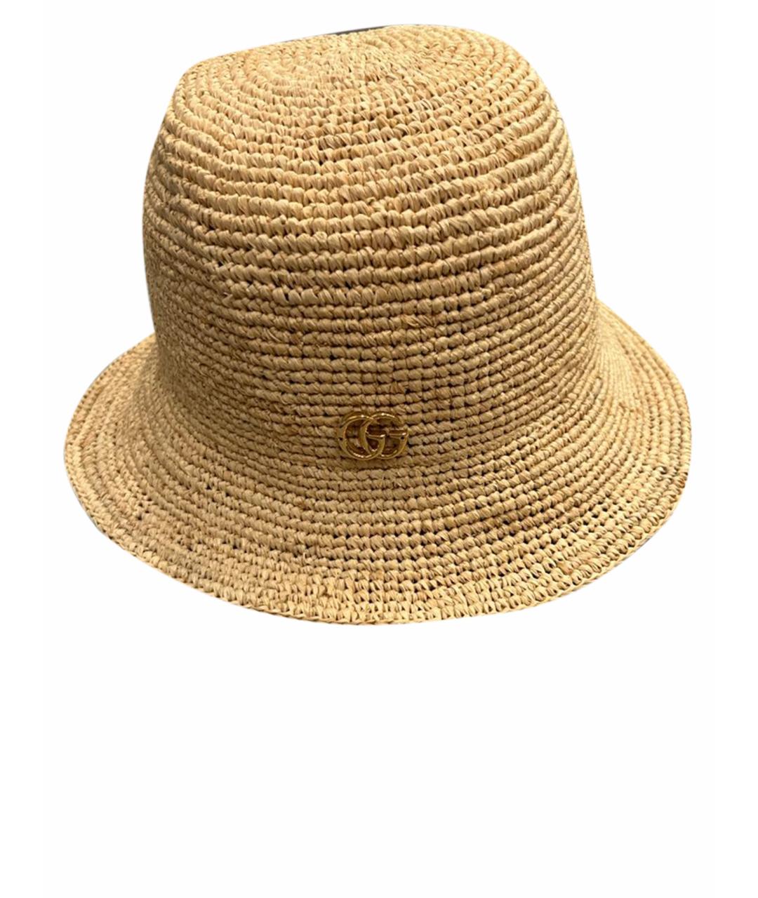 GUCCI Горчичная соломенная шляпа, фото 1