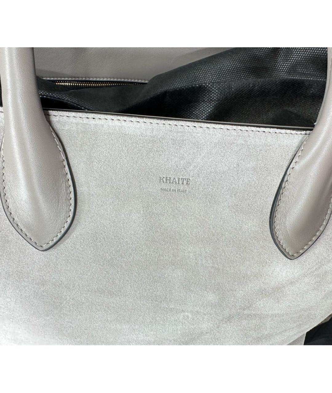 KHAITE Серая замшевая сумка тоут, фото 4