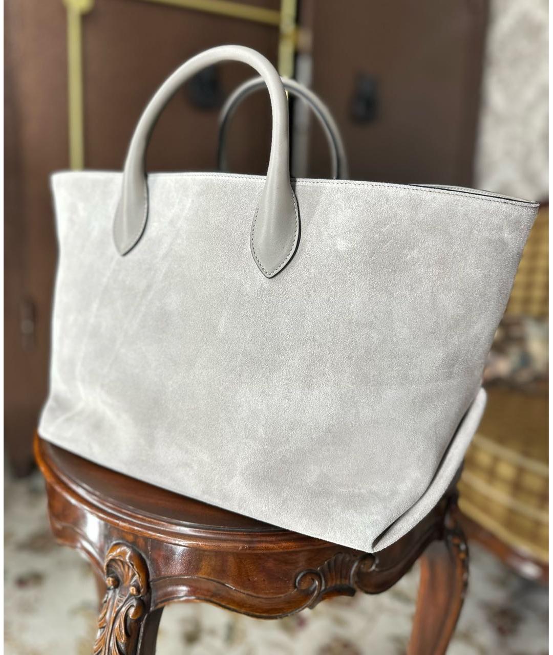 KHAITE Серая замшевая сумка тоут, фото 3